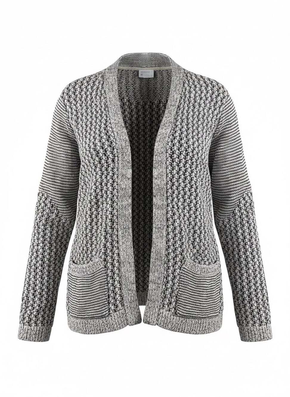 Market & Spruce Women’s XXL Black Cream Chunky Knit Open Front Cardigan Sweater